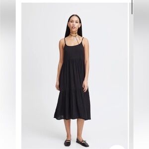 New Gap Tiered Maxi Dress Black Large
